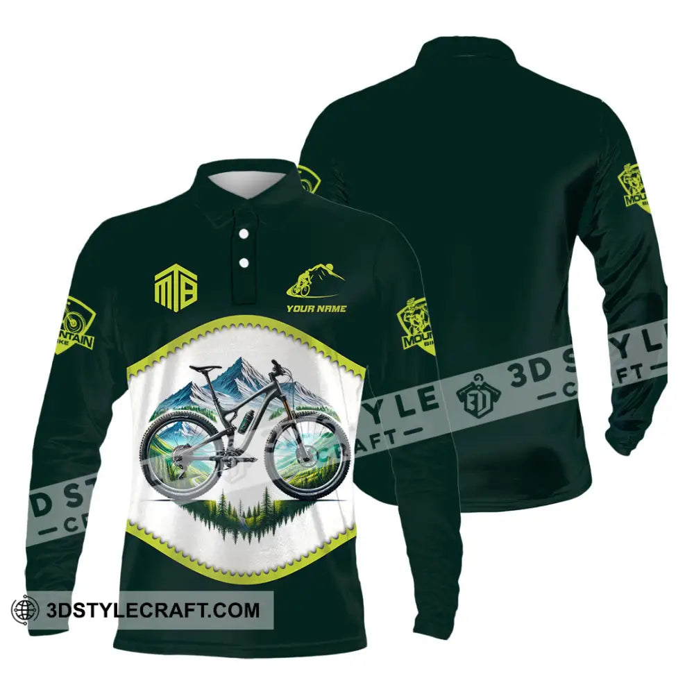 Man Shirt Custom Name Mountain Biker Bike Lover Hoodie Long Sleeve Polo / S T-Shirt