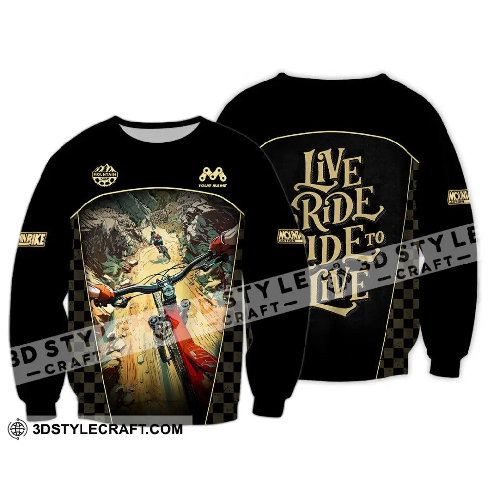 Unisex Shirt - Custom Live To Ride Mountain Bike Shirt Long Sleeve / S T-shirt