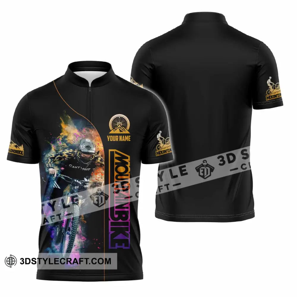 Unisex Shirt - Custom Mountain Bike Shirt Zipper Polo Shirt / S T-shirt