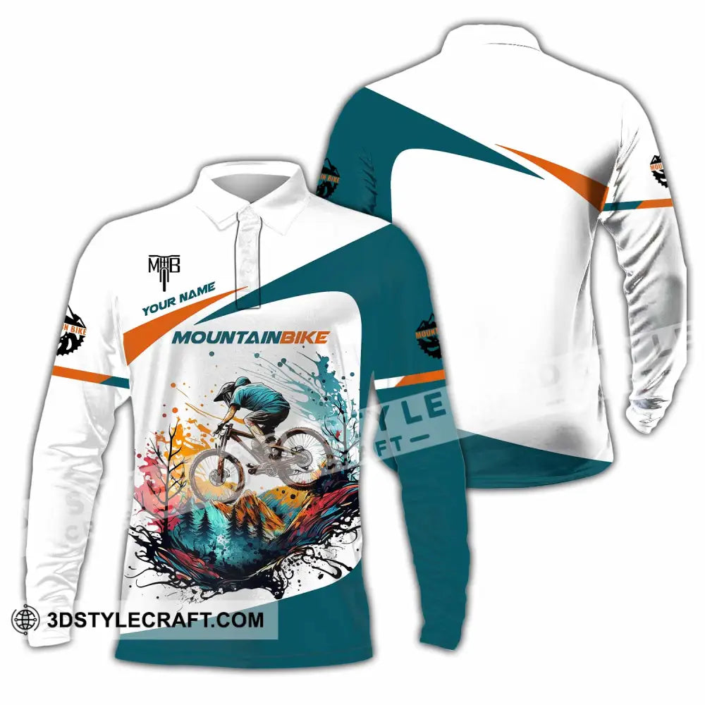 Unisex Shirt - Custom MTB Mountain Bike Shirt Long Sleeve Polo / S T-shirt