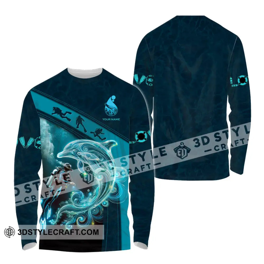 Unisex Shirt Custom Name Diving Lover Gift Long Sleeve / S T-Shirt