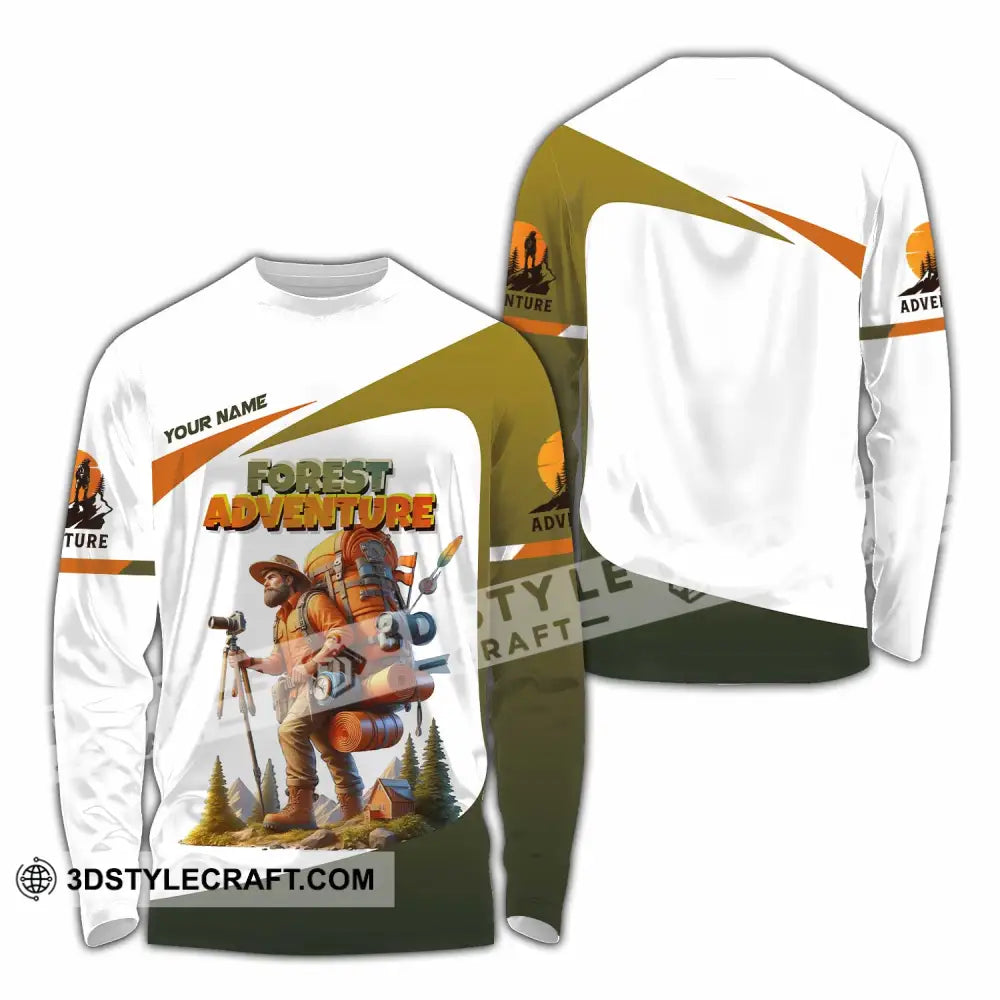Unisex Shirt - Custom Text Shirt Hiking Forest Adventure Long Sleeve Shirt / S T-shirt