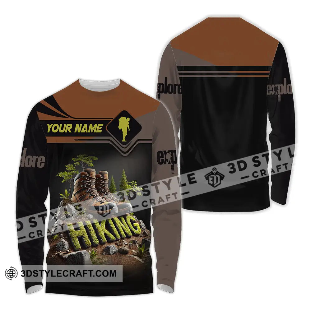 Unisex Shirt - Custom Text Hiking Long Sleeve / S T-Shirt