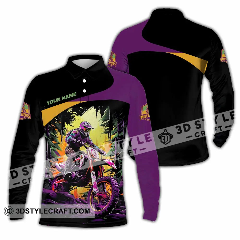 Unisex Shirt - Custom Text Shirt Mountain Bike Shirt Long Sleeve Polo / S T-shirt