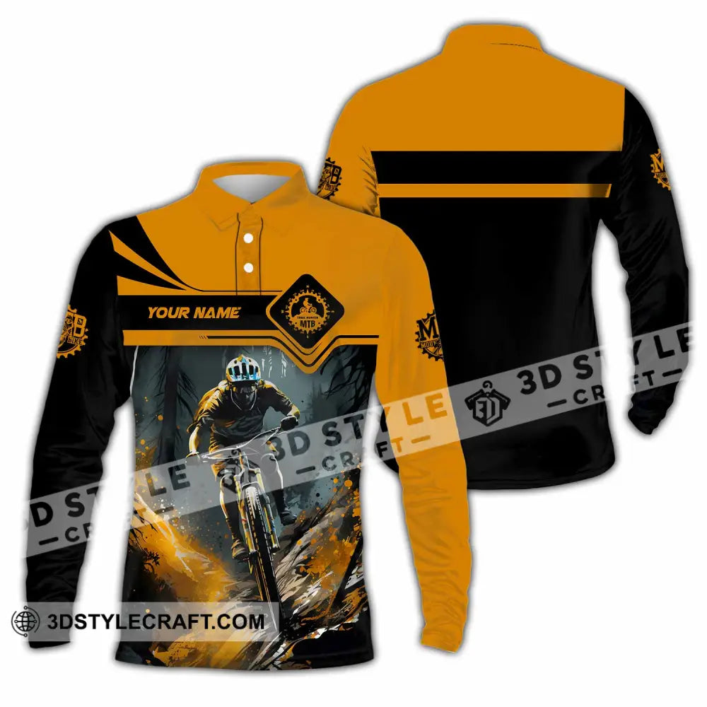 Unisex Shirt - Custom Text Shirt Mountain Bike Shirt Long Sleeve Polo / S T-shirt