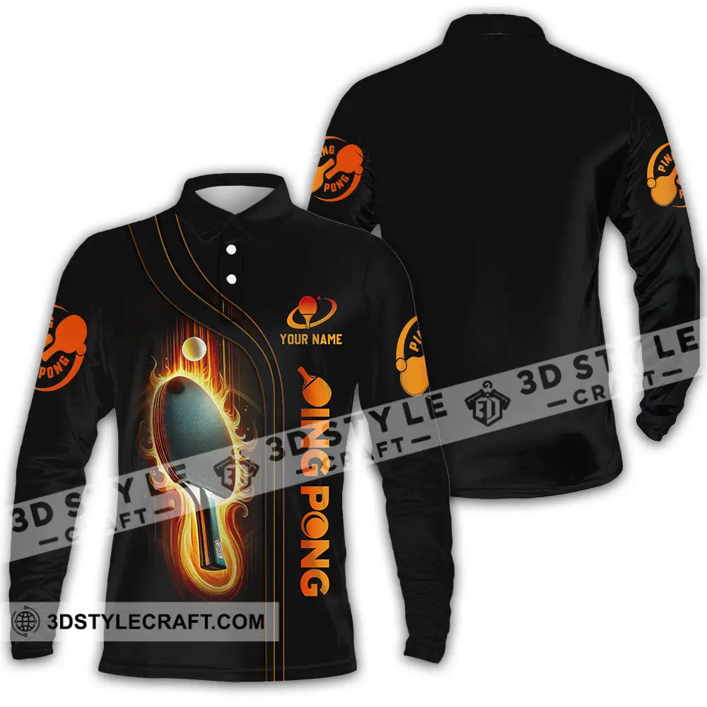 Unisex Shirt - Custom Text Shirt Ping Pong Shirt Long Sleeve Polo / S T-shirt