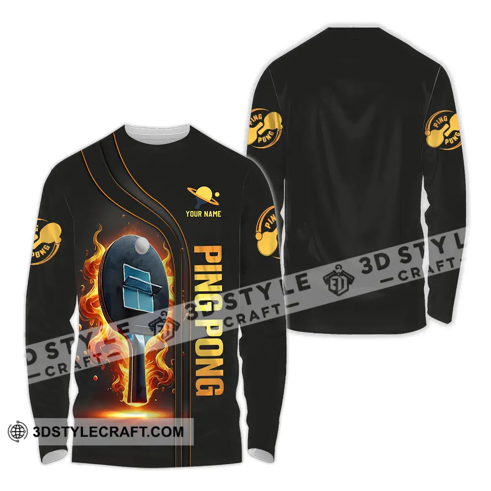 Unisex Shirt - Custom Text Ping Pong Long Sleeve / S T-Shirt