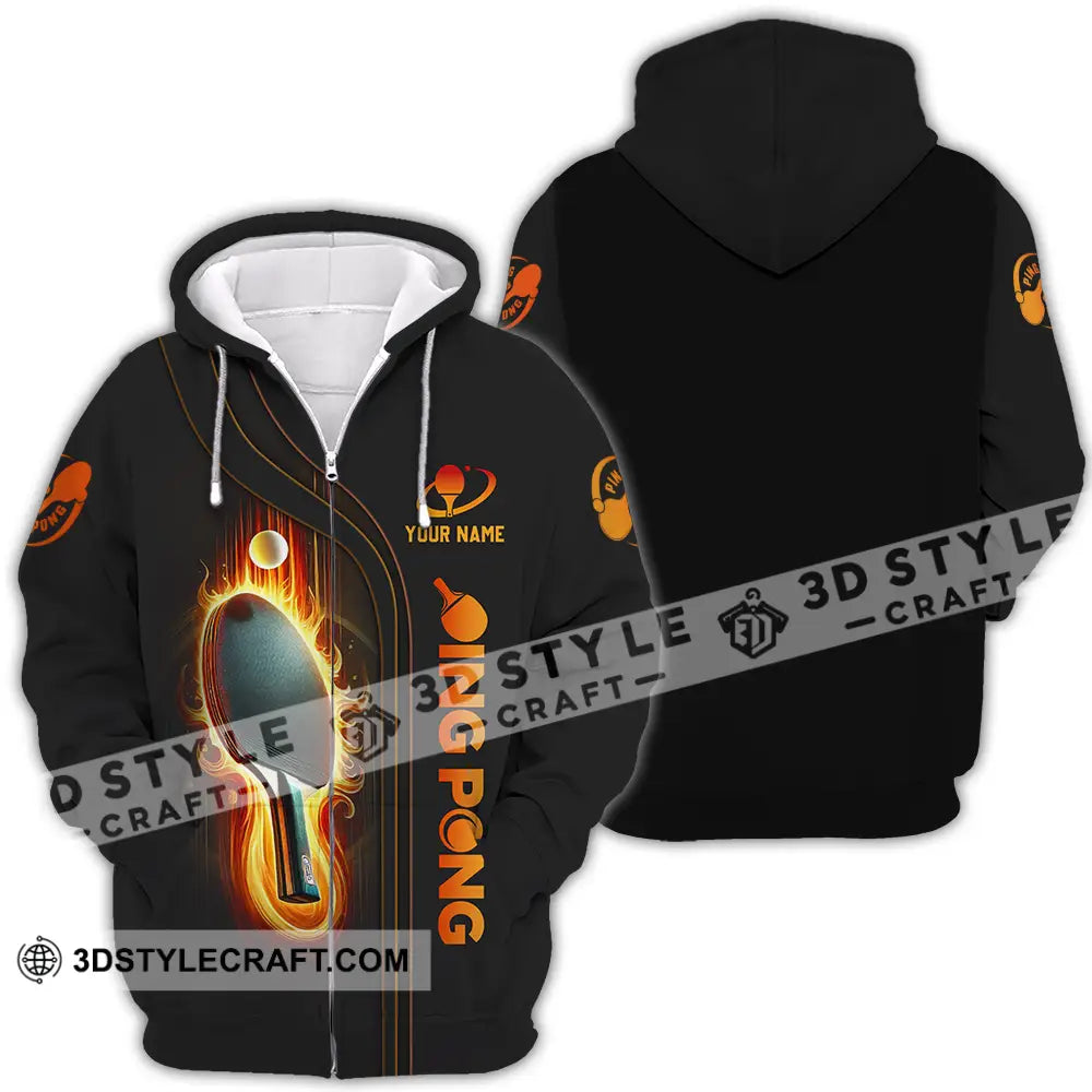 Unisex Shirt - Custom Text Shirt Ping Pong Shirt Zipper Hoodie / S T-shirt