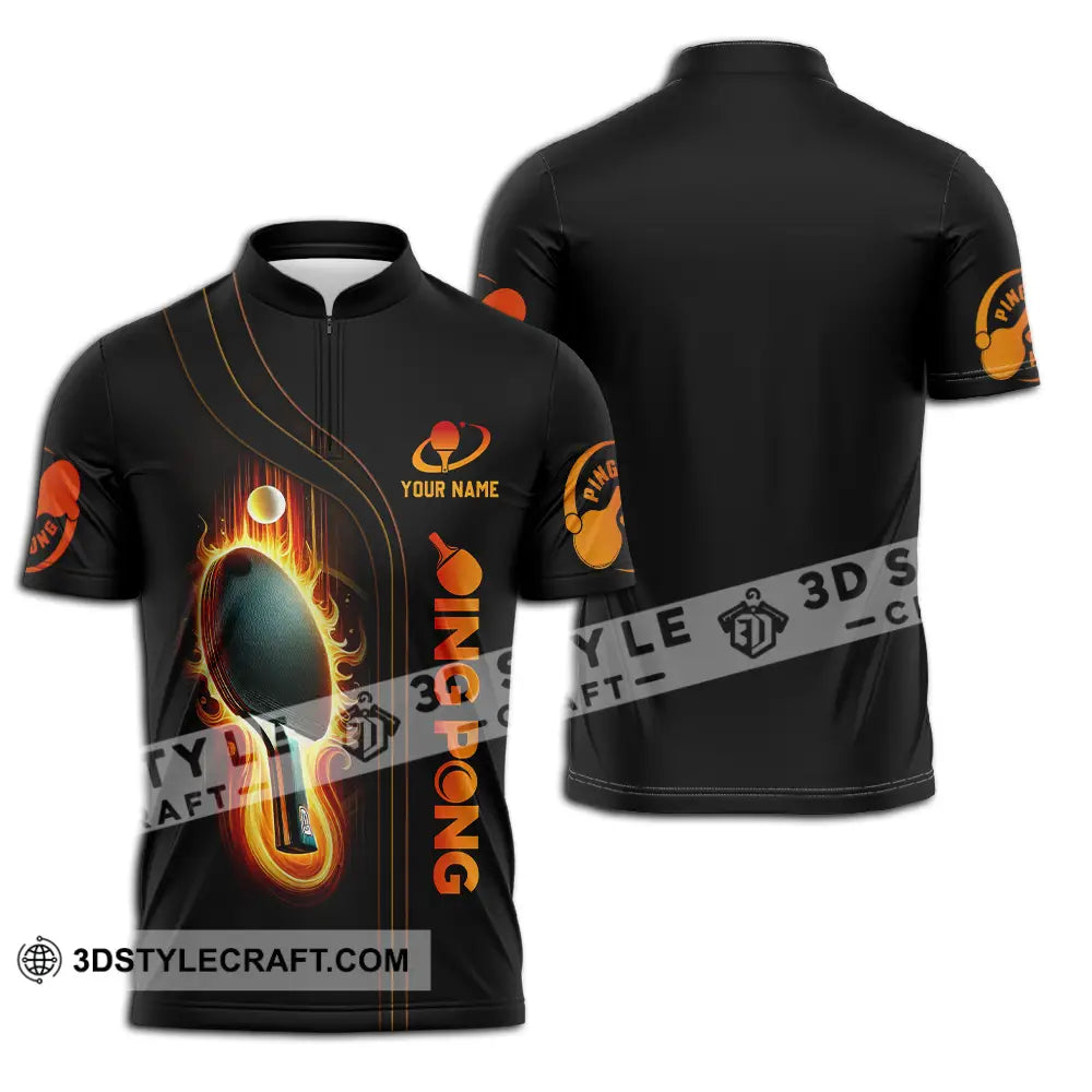Unisex Shirt - Custom Text Shirt Ping Pong Shirt Zipper Polo Shirt / S T-shirt