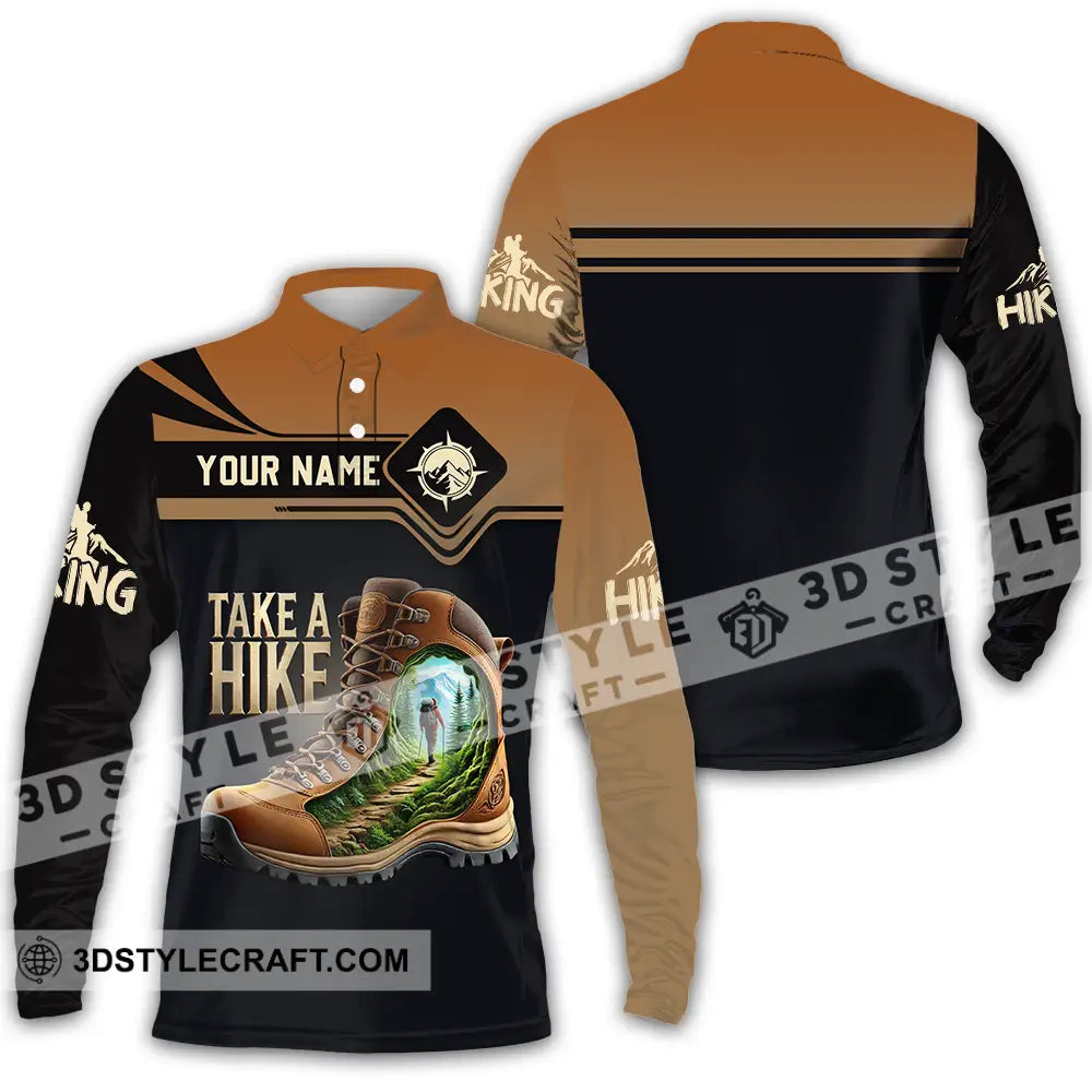 Unisex Shirt - Custom Text Take A Hike Long Sleeve Polo / S T-Shirt